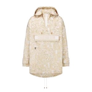 Dior Women Hooded D-Way windbreaker Gold-Tone Technical Taffeta Jacquard
