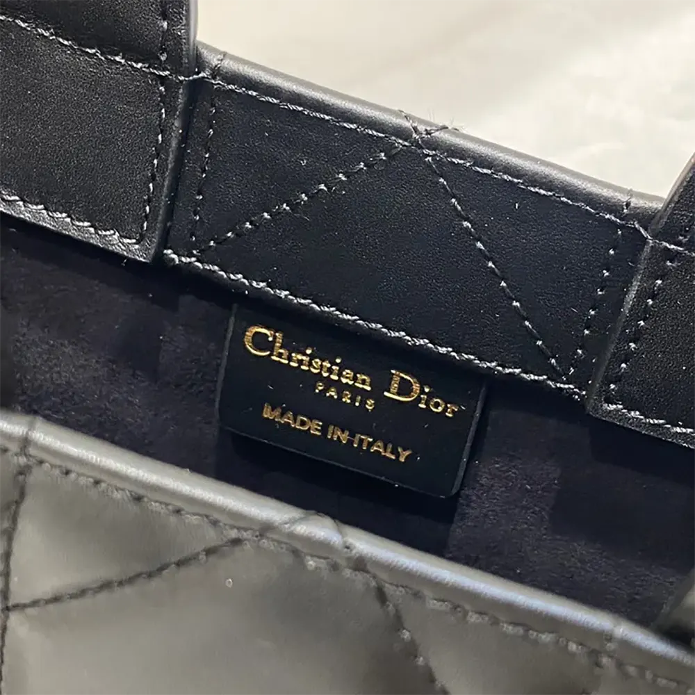 Dior Women Mini Dior Book Tote Black Macrocannage Calfskin