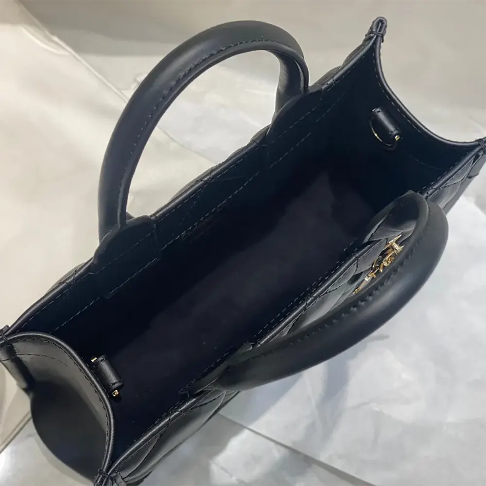 Dior Women Mini Dior Book Tote Black Macrocannage Calfskin