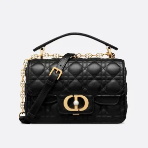 Dior Women Small Dior Jolie Top Handle Bag Black Cannage Calfskin