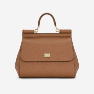 Dolce Gabbana D&G Women Medium Dauphine Leather Sicily Bag-Beige