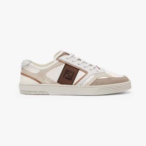 Fendi Men Step Beige Leather Low-tops