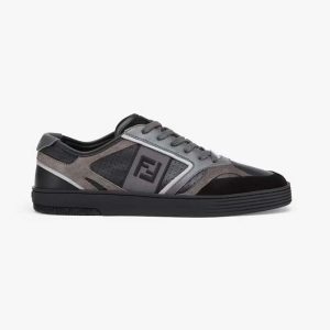 Fendi Men Step Black Leather Low-tops
