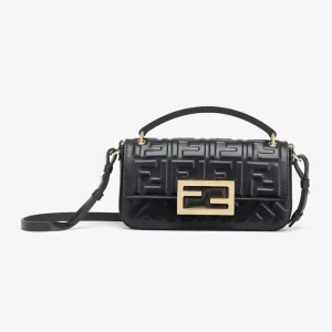 Fendi Women Baguette Phone Pouch Black Nappa Leather Pouch