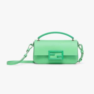 Fendi Women Baguette Phone Pouch Green Patent Leather Pouch
