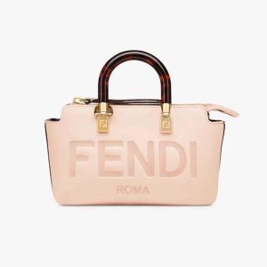 Fendi Women By The Way Mini Small Boston Bag in Light Pink Leather