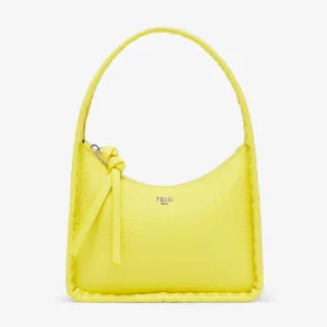 Fendi Women Mini Fendessence Small Acid Yellow Selleria Bag with 264 Hand-sewn Topstitches