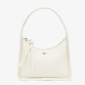 Fendi Women Mini Fendessence Small Ice White Selleria Bag with 264 Hand-sewn Topstitches