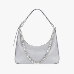 Givenchy Women Small Moon Cut Out Bag in Leather-Silver