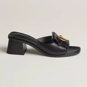 Hermes Women Ilot 50 Sandal in Calfskin Leather-Black H241142Z 02360