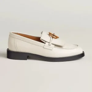 Hermes Women Impact Loafer in Calfskin Leather-White 241143Z CL350