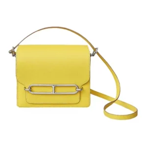 Hermes Women Roulis Mini Bag in Evergrain Calfskin-Yellow/Gold