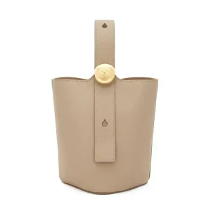 Loewe Unisex Mini Pebble Bucket Bag in Soft Grained Calfskin-Sandy AANBBBMX02
