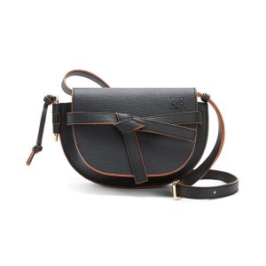Loewe Women Mini Gate Dual Bag in Pebble Grain Calfskin-Black