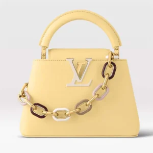 Louis Vuitton LV Women Capucines Mini Handbag Yellow Taurillon Cowhide Leather