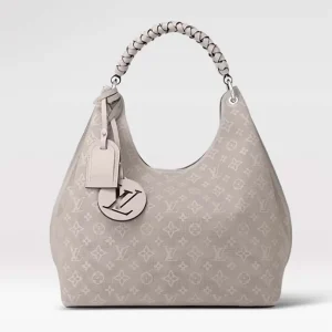 Louis Vuitton LV Women Carmel Hobo Bag Gris Souris Gray Mahina Perforated Calfskin Leather