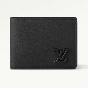 Louis Vuitton Unisex Multiple Wallet Black Grained Cowhide Leather Textile Lining