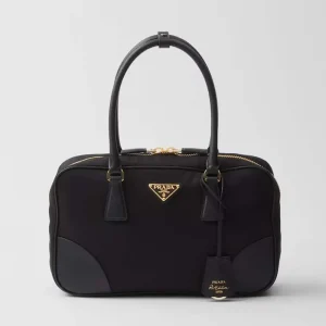 Prada Women Re-Edition 1978 Medium Re-Nylon and Saffiano Leather Two-handle Bag-Black