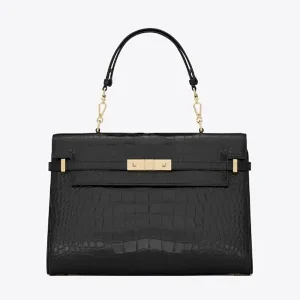 Saint Laurent YSL Women Manhattan Top-handle in Shiny Alligator
