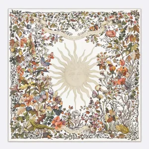 Dior Unisex Dior 4 Saisons Automne Soleil 90 Square Scarf Ecru Multicolor Silk Twill
