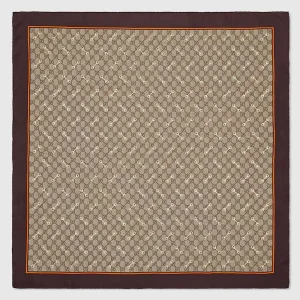 Gucci Unisex GG Print with Horsebits Silk Scarf-Beige 6625763G0012276