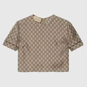 Gucci Women GG Supreme Print Silk Shirt 772399ZANRP2237