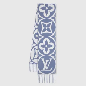 Louis Vuitton Unisex LV Medallion Scarf-Blue M79214