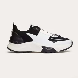 Valentino Unisex True Act Low Top Sneaker in Mesh and Rubberized Fabric-Black