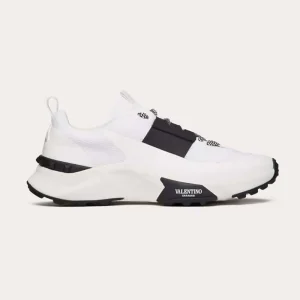 Valentino Unisex True Act Low Top Sneaker in Mesh and Rubberized Fabric-White