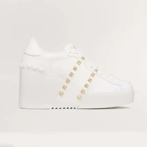 Valentino Women Open Disco Wedge Sneaker in Calfskin 85mm-White