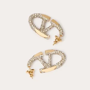 Valentino Women The Bold Edition VLogo Metal and Swarovski® Crystal Earrings