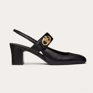 Valentino Women VLogo Locker Mary-Jane Slingback Pump in Calfskin 60mm-Black