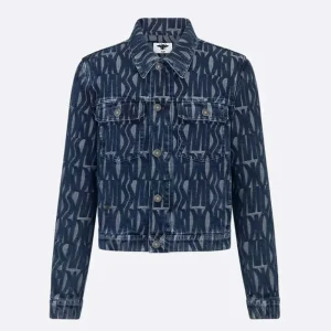 Dior Women Jacket Cotton Denim with Blue Miss Dior Allover Motif