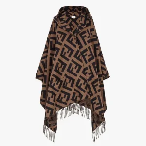 Fendi Women FF Poncho Brown Cashmere Poncho FXX711AEOSF0QE1