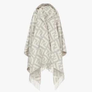 Fendi Women FF Poncho Gray Cashmere Poncho FXX711AEOSF0QZ0