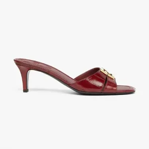 Fendi Women FFold Red EEl Leather Medium-heeled Sandals