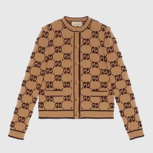 Gucci Men GG Wool Boucle Jacquard Cardigan 713300XKCNA2668