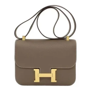 Hermes Women Constance 24 Bag Epsom Leather-Gray/Gold