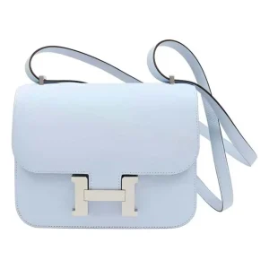 Hermes Women Constance 24 Bag Epsom Leather-Light Blue/Silver