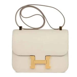 Hermes Women Constance 24 Bag Epsom Leather-White/Gold