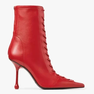 Jimmy Choo Women Scarlett Ankle Boot 95 Postbox Red Nappa Leather Boots