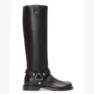 Loewe Women Campo Biker High Boot in Soft Calfskin-Black