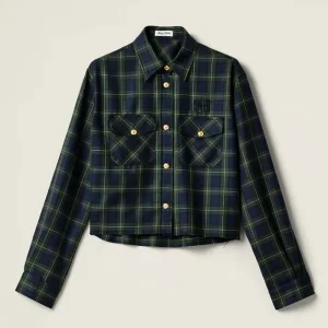 Miu Miu Women Plaid Shirt with Embroidered logo MK1907