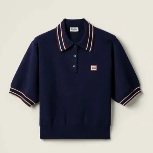 Miu Miu Women Wool and Cashmere Polo Sweater MMLA28